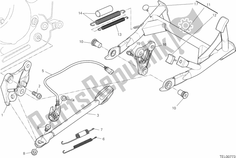 All parts for the Stand of the Ducati Hypermotard Hyperstrada USA 821 2013